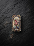 Vintage Floral Metal Matchbox with Classic Rose Art (20 Count, 2 Inches)