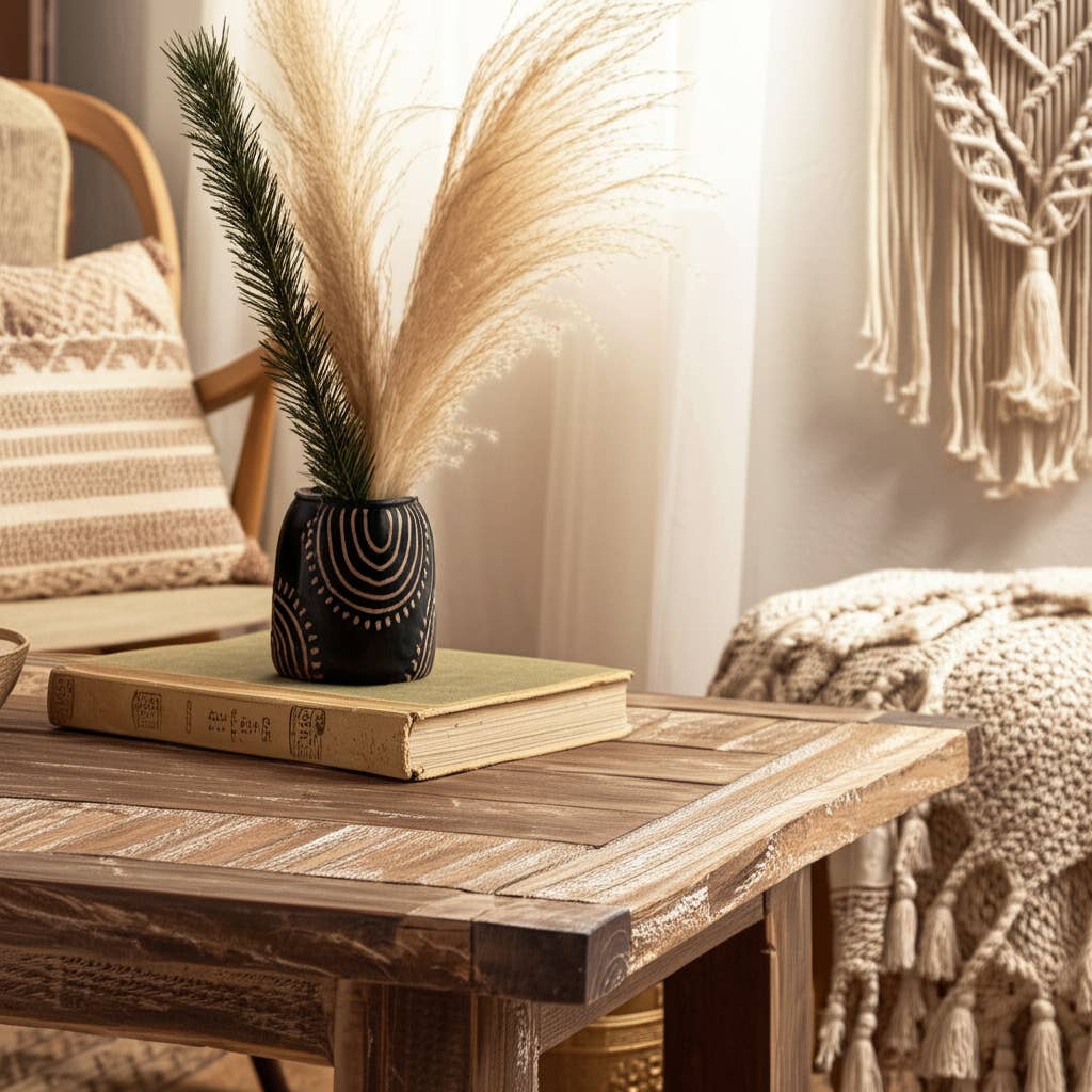 Decorative Vase - Black/Tan Ceramic Modern Tribal Arch, 6 in | SOMA HOME