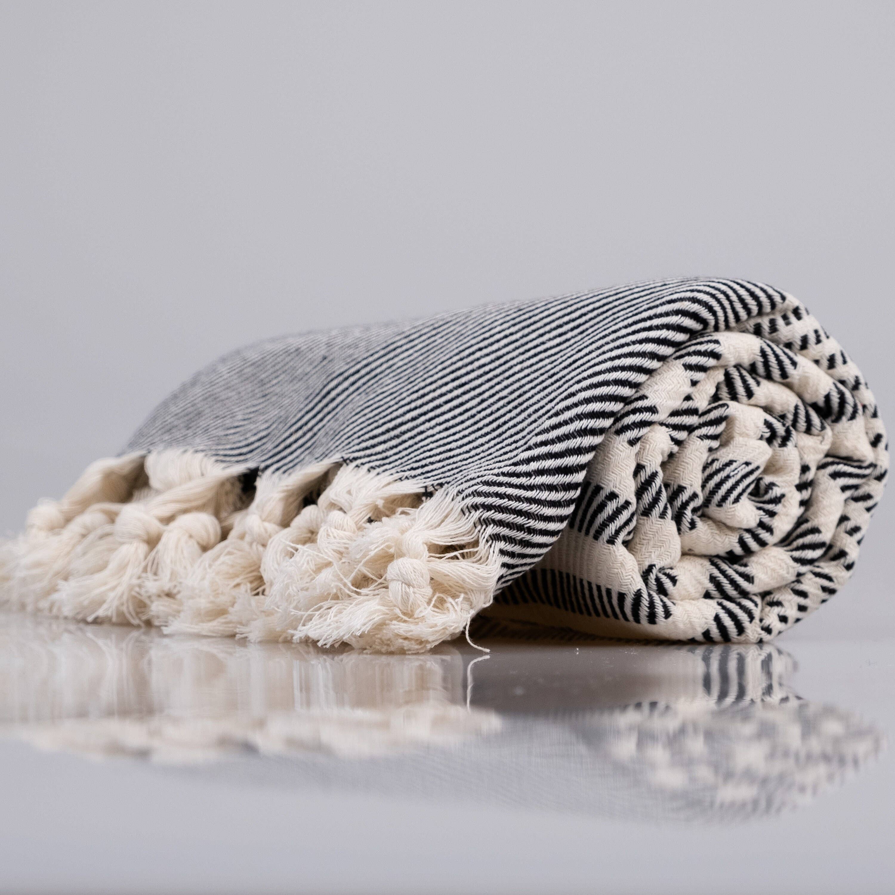 Flatwoven Turkish Towel | Striped Design Beach Towel