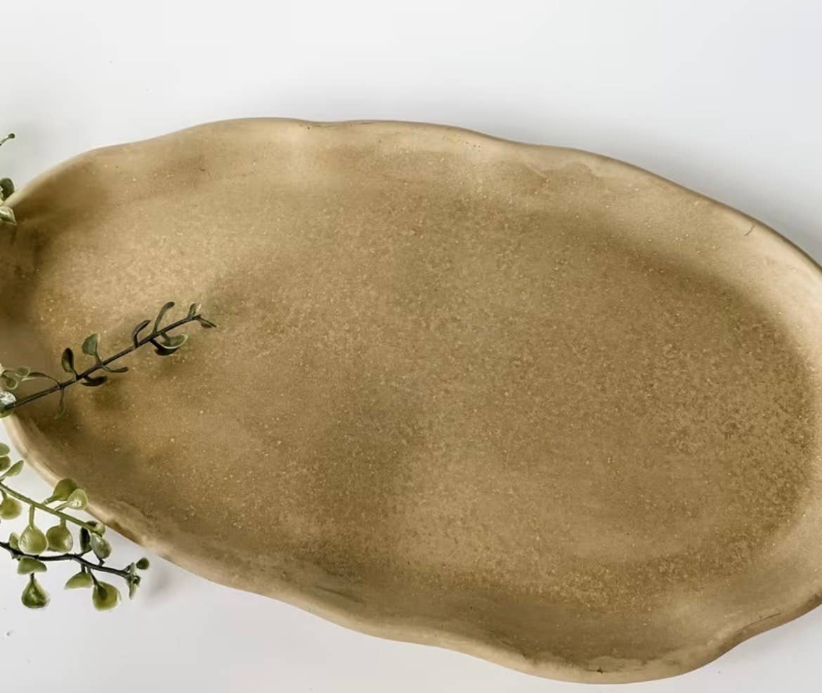 Decorative Stone Oval Tray - detail view
