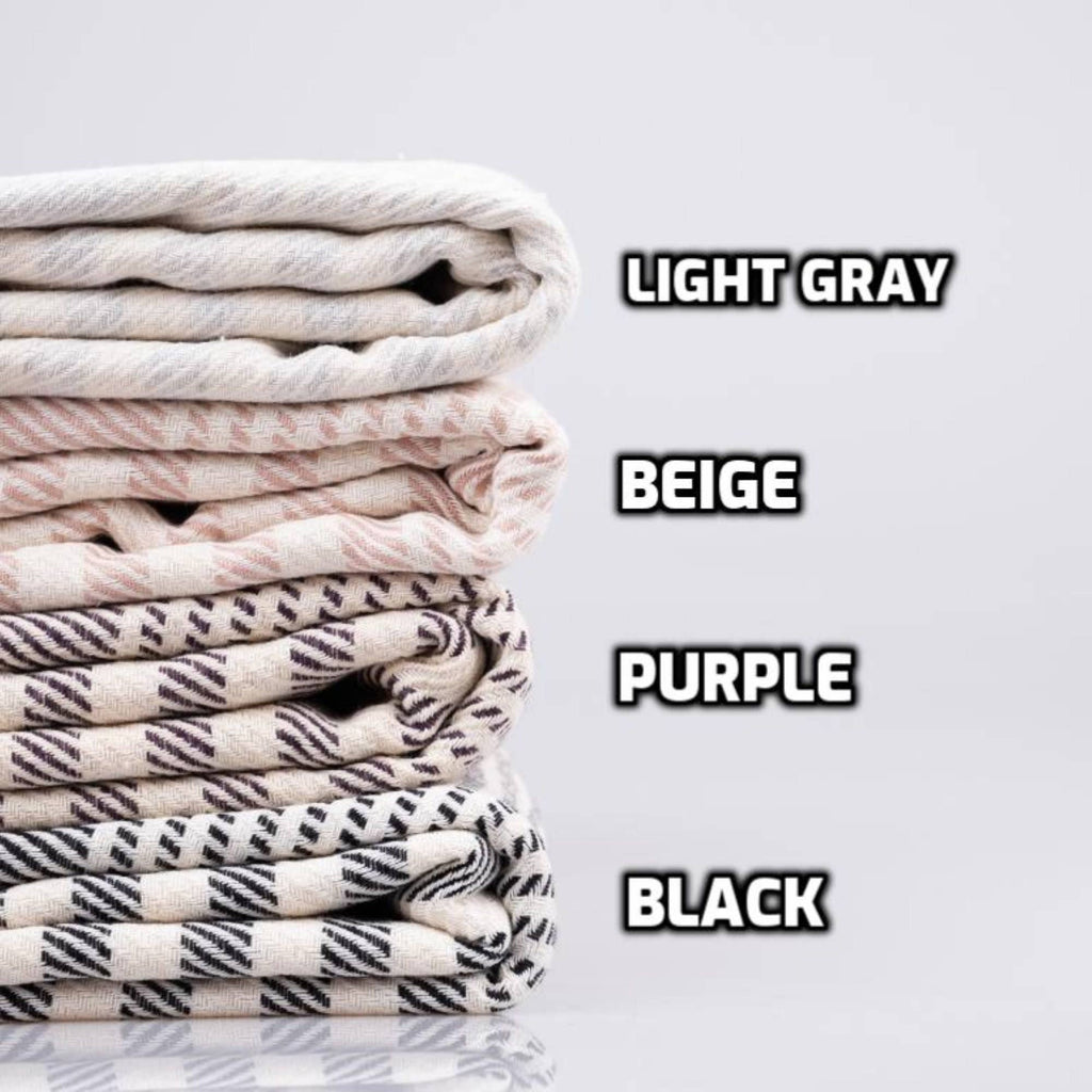 Flatwoven Turkish Towel | Striped Design Beach Towel