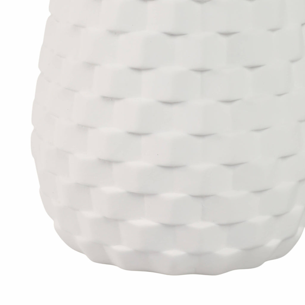 Decorative Vase – White/Brown Ceramic Round Textured, 9 in. | SOMA HOME