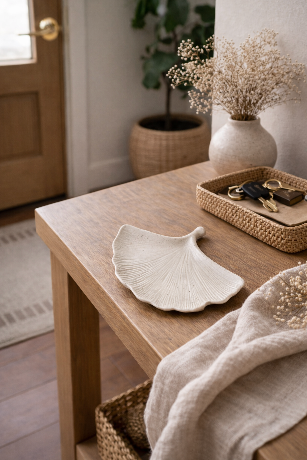 Stone Ginkgo Leaf Tray - alternate view