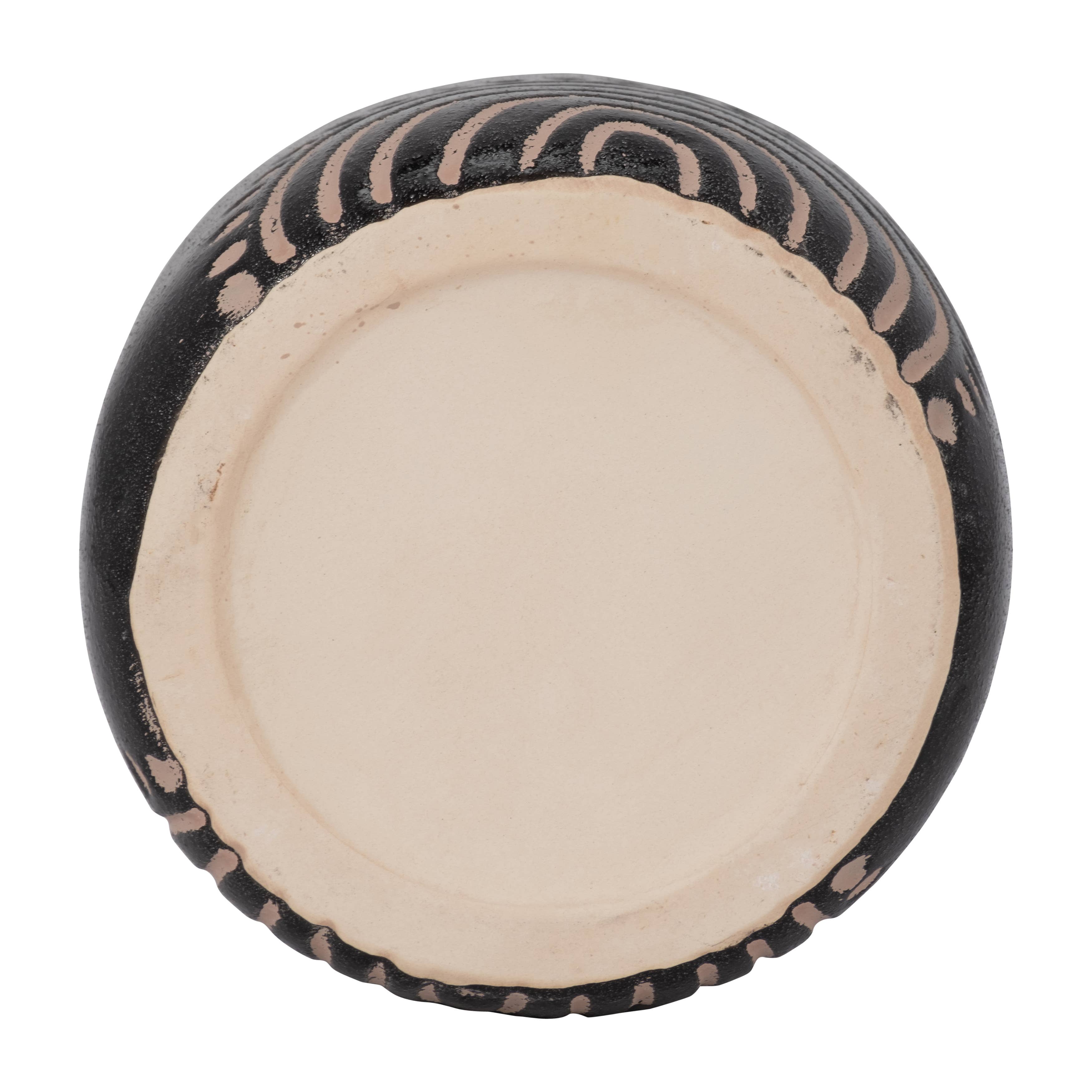 Decorative Vase - Black/Tan Ceramic Modern Tribal Arch, 6 in | SOMA HOME