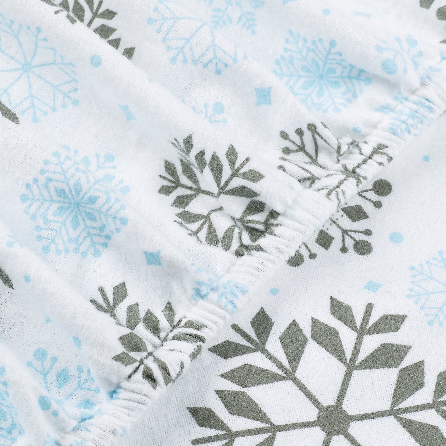 Mellanni Queen 4-Piece Lightweight Flannel Sheet Set,100% Organic Cotton Deep Pocket, Blue and Gray Snowflakes