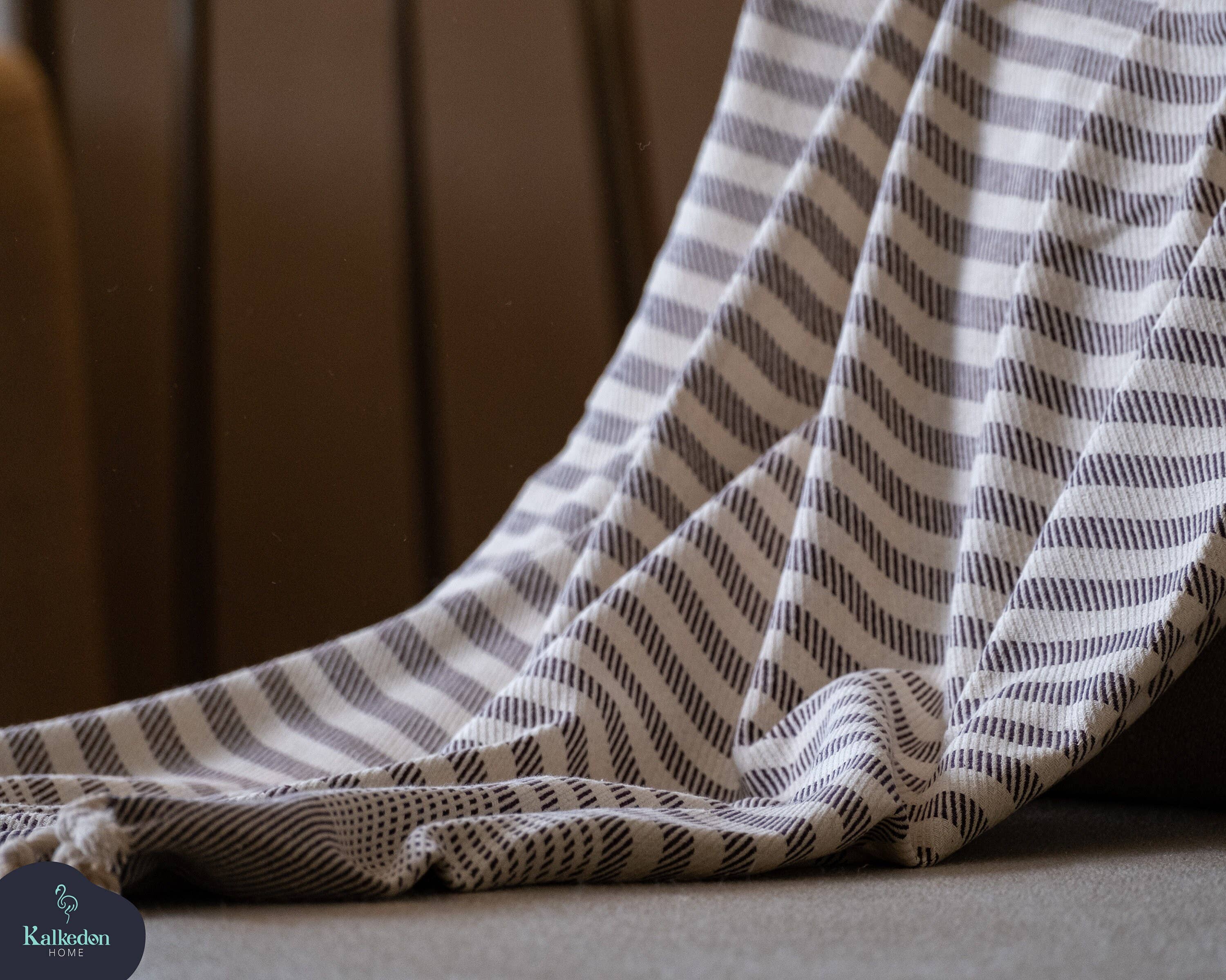 Flatwoven Turkish Towel | Striped Design Beach Towel