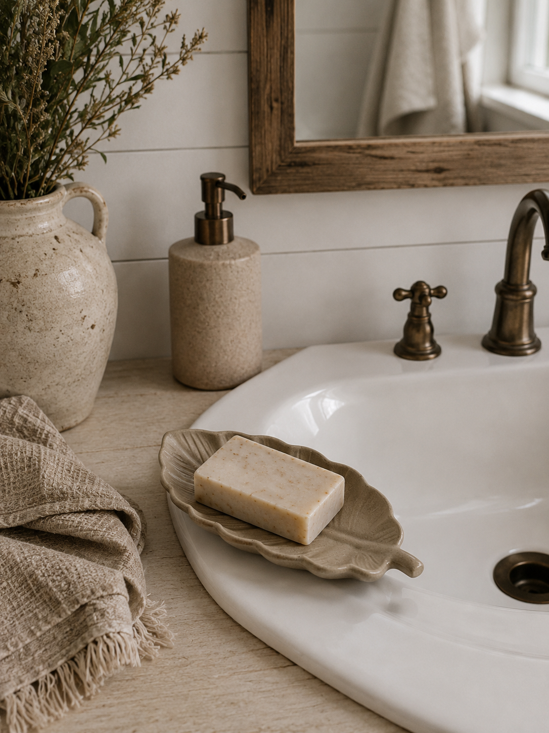 Leaf Stone Tray – Handcrafted Concrete Dish - alternate view