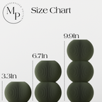 Size chart showing the dimensions of spherical objects with measurements in inches, branded 'Modernized Polish'.