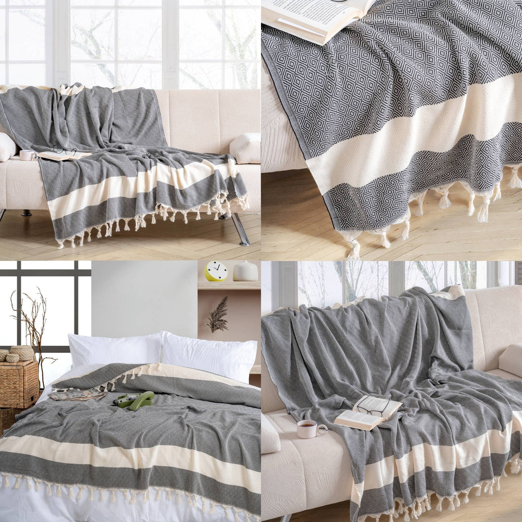 Throw Blanket |Turkish Cotton Blanket | Couch Throw