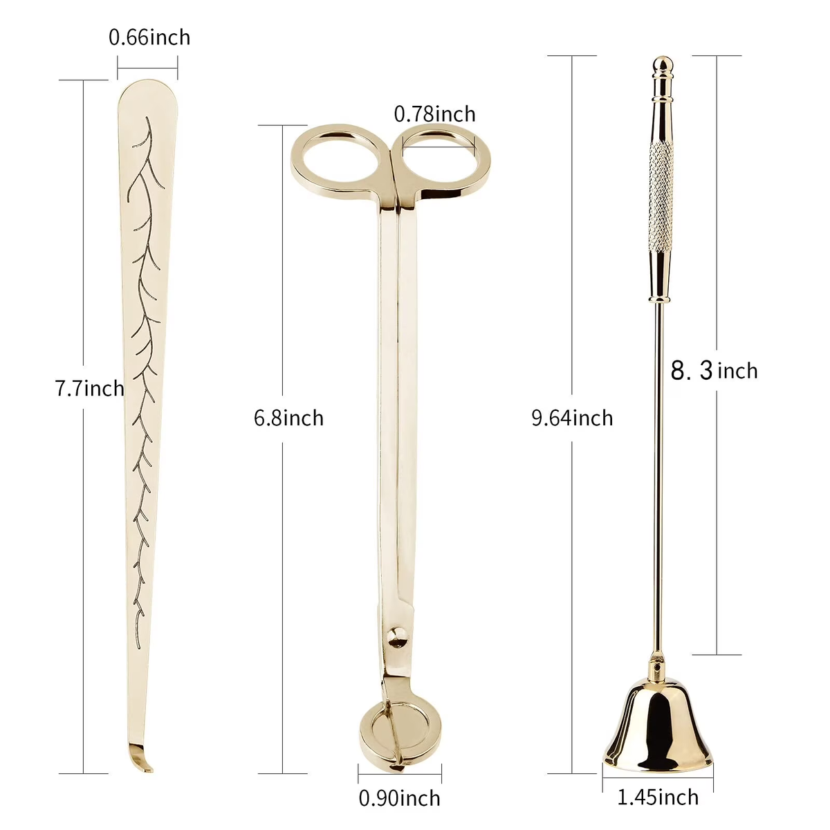 Candle Care Kit – Wick Trimmer, Snuffer & Dipper Set (Gold) - styled view