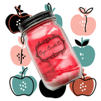 A glass mason jar candle with a black metal lid, filled with pink and red marbled wax. The label reads 'Cedar Candle Co.