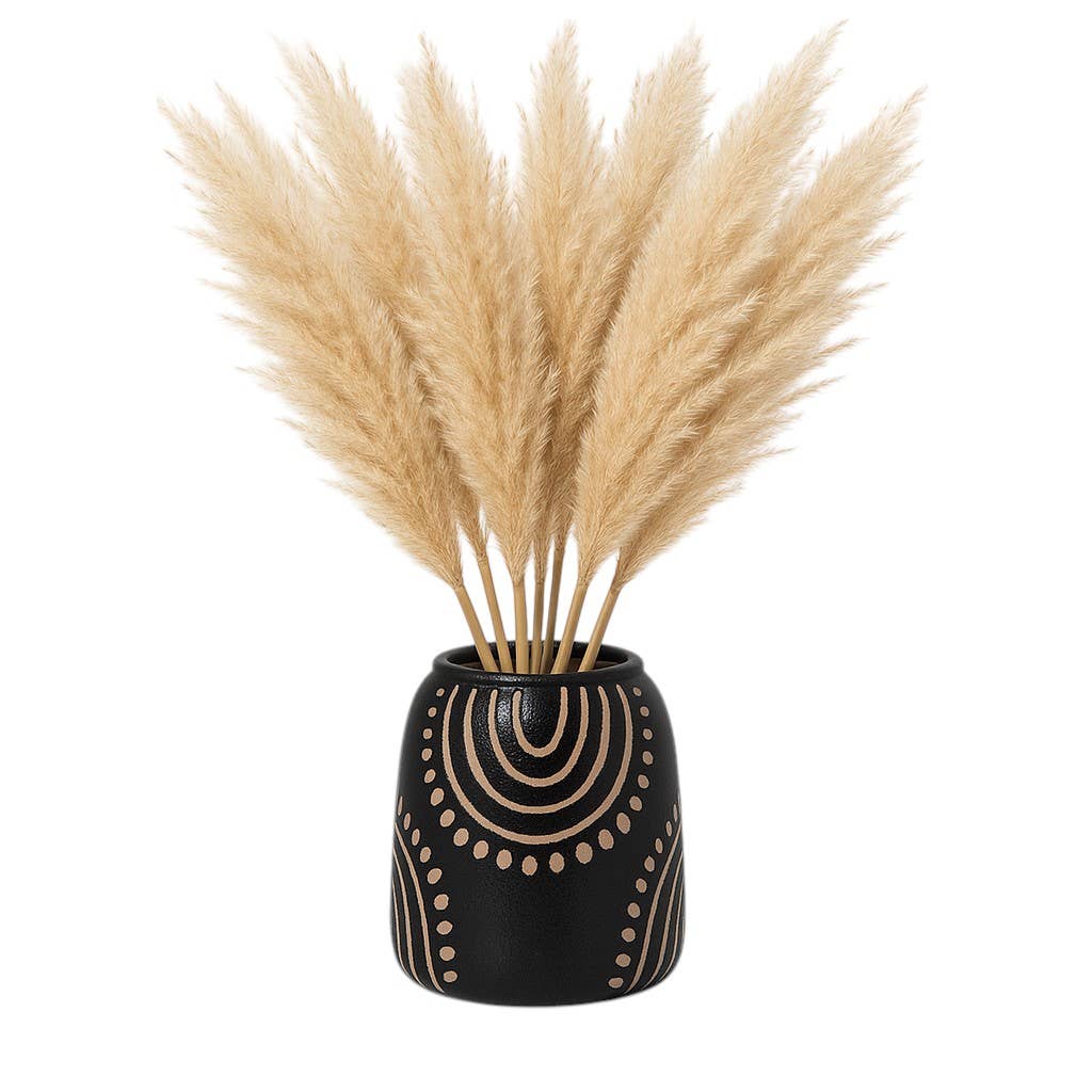 Decorative Vase - Black/Tan Ceramic Modern Tribal Arch, 6 in | SOMA HOME