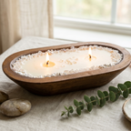Fresh Cotton Wooden Dough Bowl Candle – Natural Soy Wax | SOMA HOME