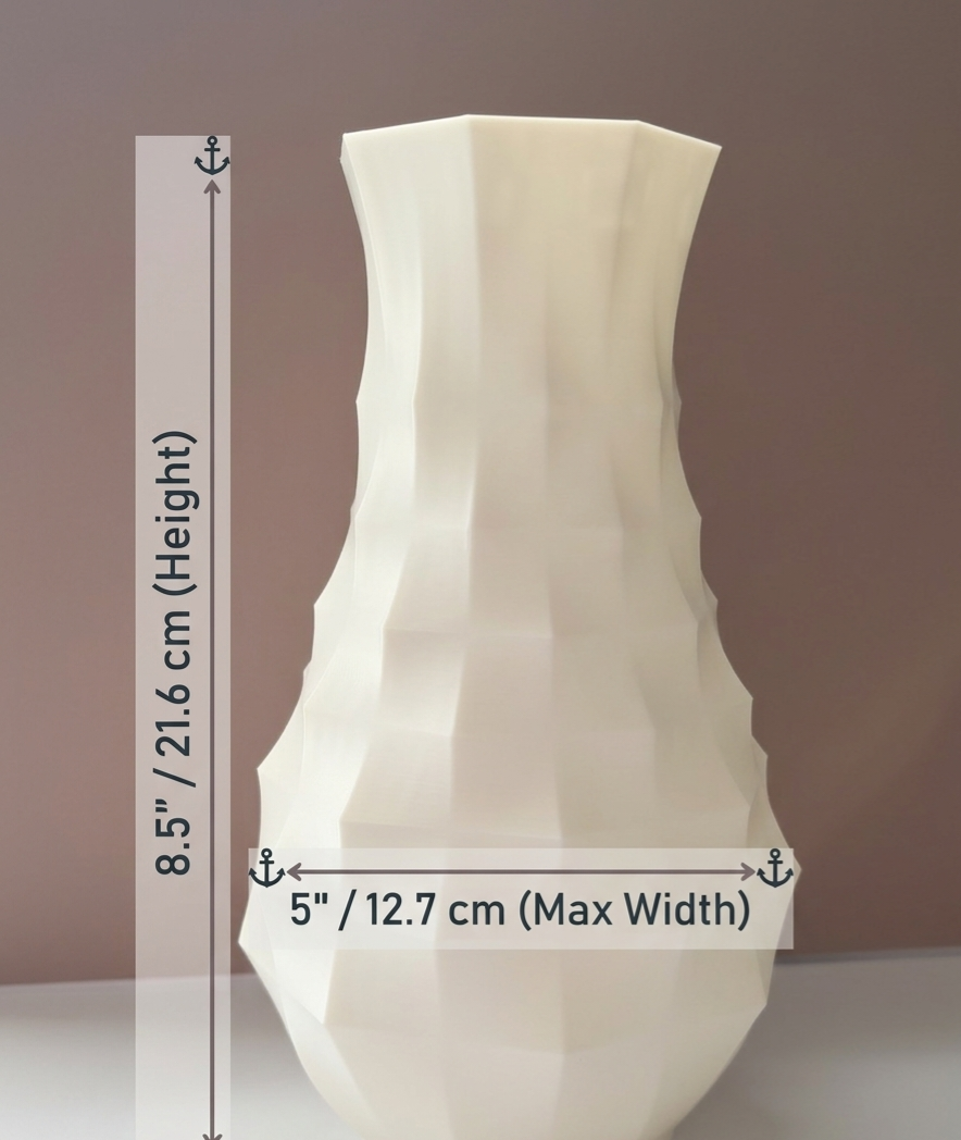 Modern Geometric 3D Printed Vase - 8.5" Soft White - alternate view