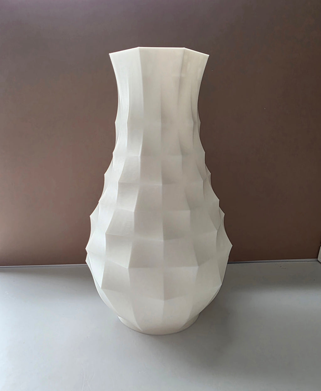 Modern Geometric 3D Printed Vase - 8.5" Soft White - detail view