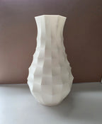 Modern Geometric 3D Printed Vase - 8.5" Soft White - detail view