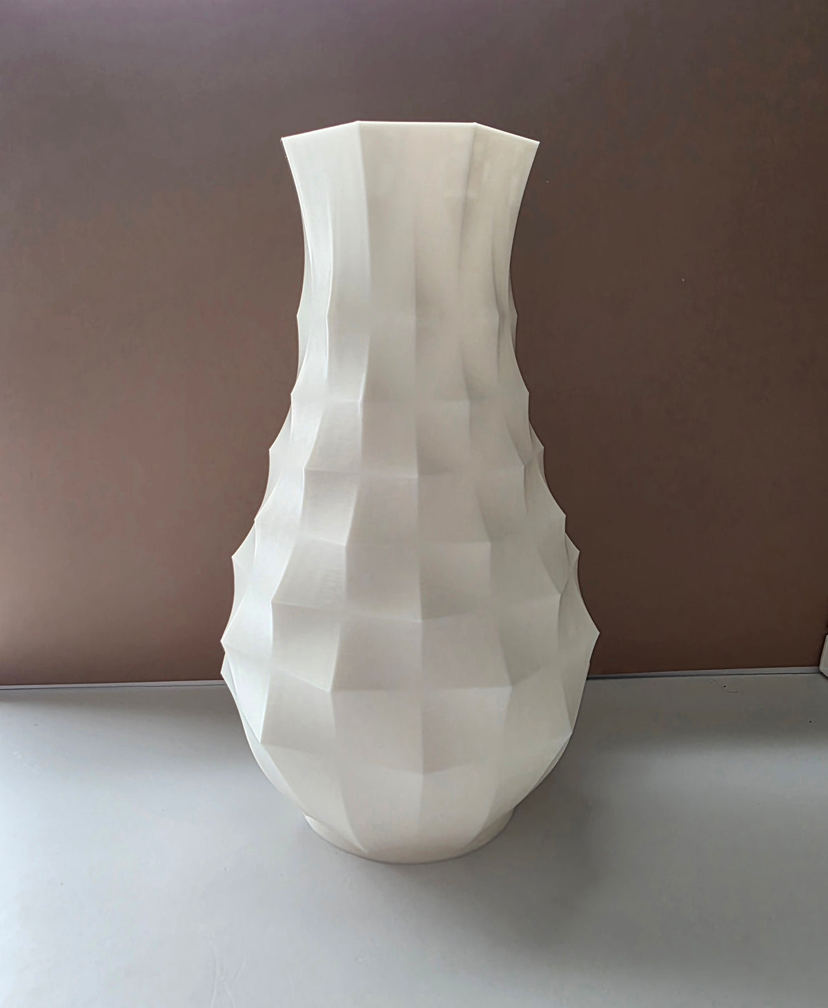 Modern Geometric 3D Printed Vase - 8.5" Soft White - detail view