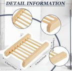 A wooden towel or soap dish shown with dimension callouts and circular detail insets on a light background, under the heading 'DETAIL INFORMATION'.