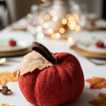Cozy Knit Fabric Pumpkins – Handcrafted Autumn & Thanksgiving Tabletop Decor - detail view