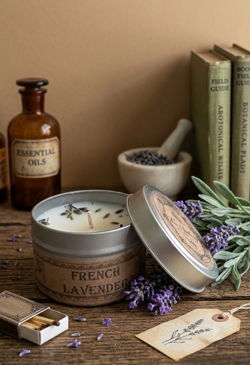French Lavender Botanical Candle Travel Tin