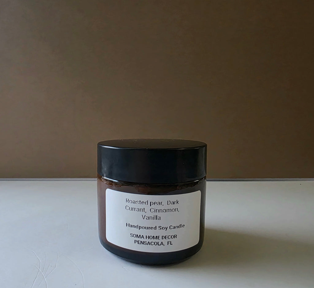 Mini Mahogany Teakwood Soy Candle | 2 oz Amber Jar | Soma Home