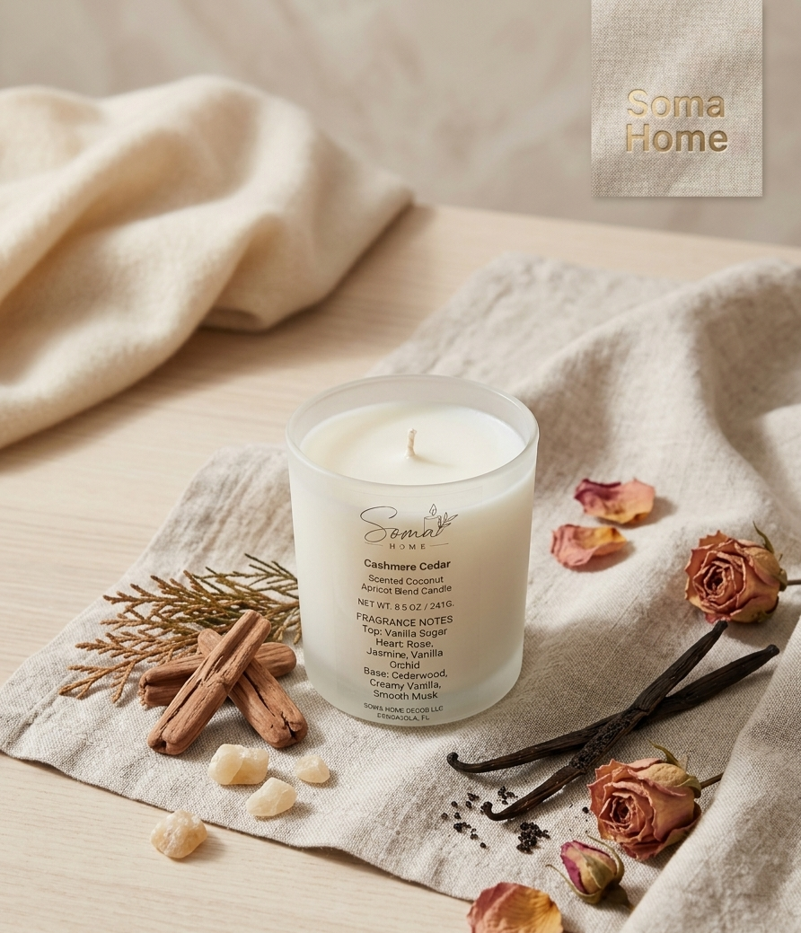 Cashmere Cedar Coconut Apricot Candle (8.5 oz) — Soma Home