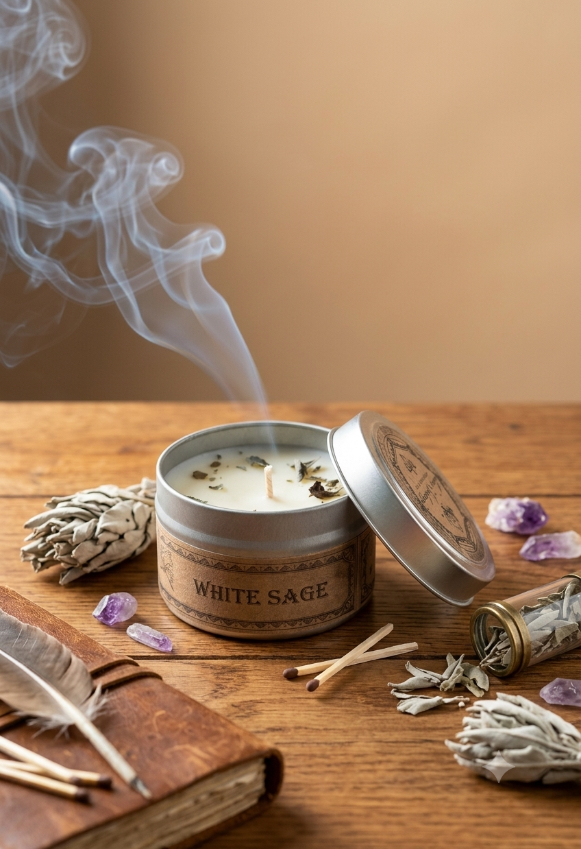 White Sage Botanical Candle Travel Tin