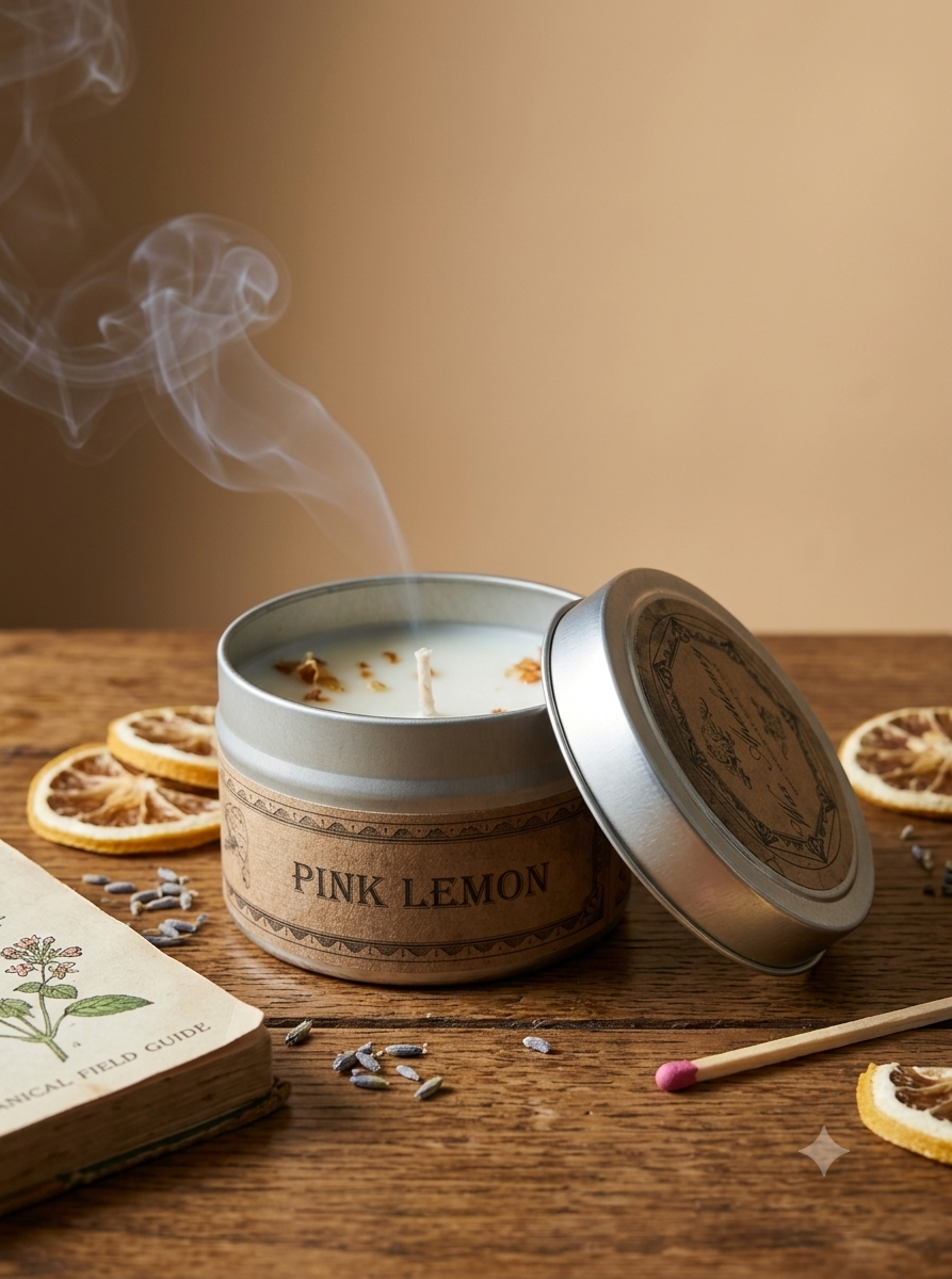 Pink Lemon Botanical Candle Travel Tin