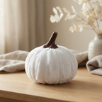 Handmade Velvet Pumpkin Decor – Cozy Fall, Halloween & Thanksgiving Tabletop Accent (3") - styled view