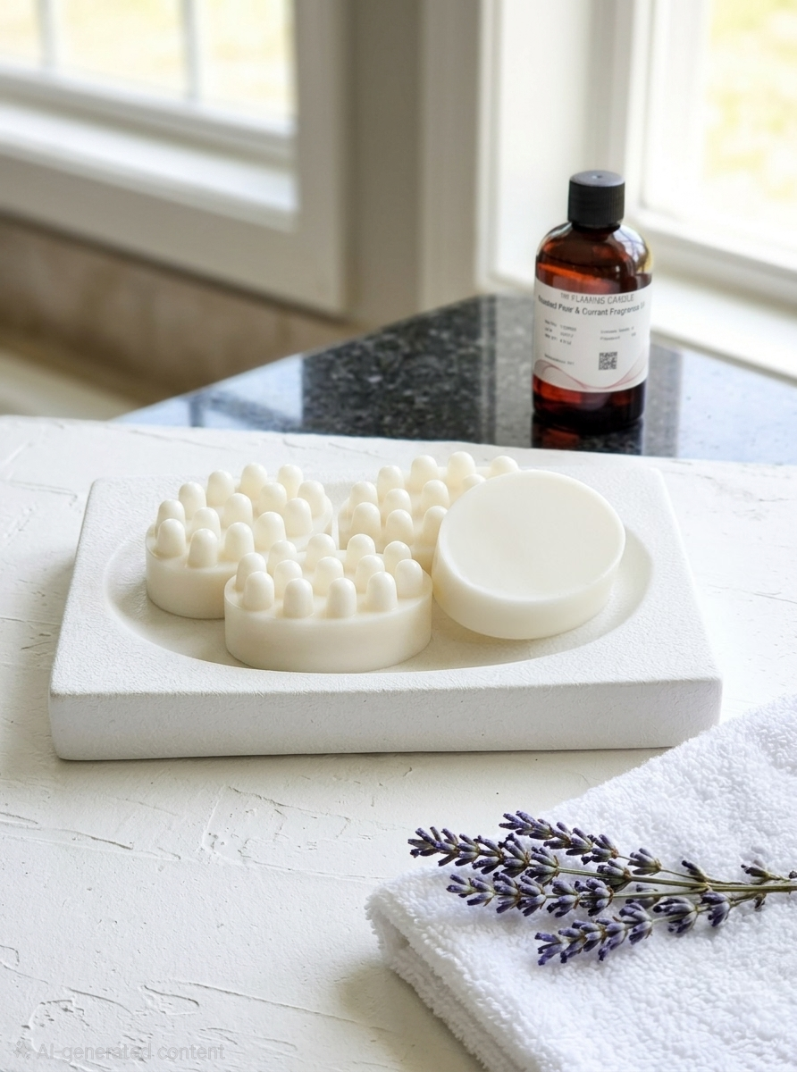 A white massage soap in the dish
