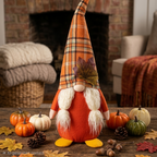 Handmade Autumn Gnome Plush Decor – Cozy Harvest & Thanksgiving Tabletop Figurine - styled view