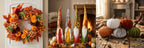 Harvest Home Set - autumn harvest wreath, gnome plush and velvet pumpkins decor bundle