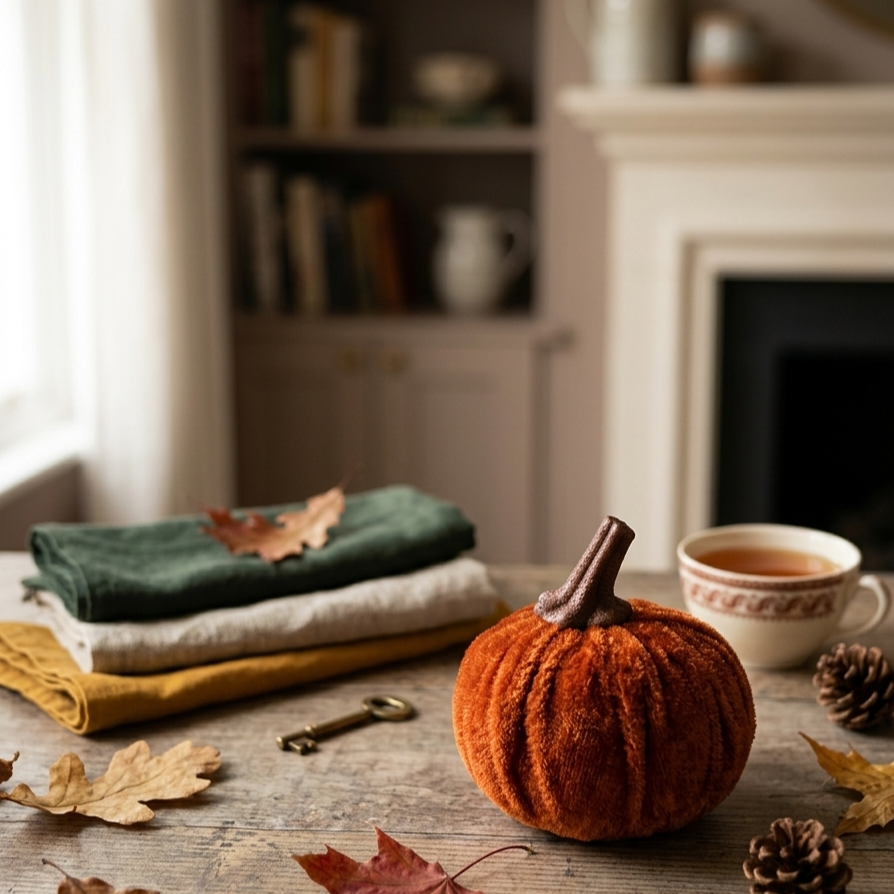 Handmade Velvet Pumpkin Decor – Cozy Fall, Halloween & Thanksgiving Tabletop Accent (3") - alternate view