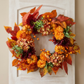 Autumn Harvest Floral Wreath – Fall Front Door Decor with Pumpkins, Sunflowers & Hydrangeas